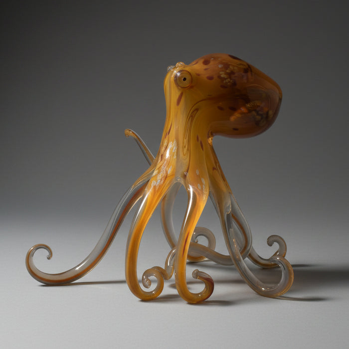 Orange Octopus Art Glass Sculpture