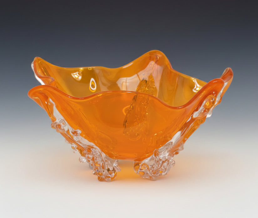 Orange Octo Art Glass Bowl