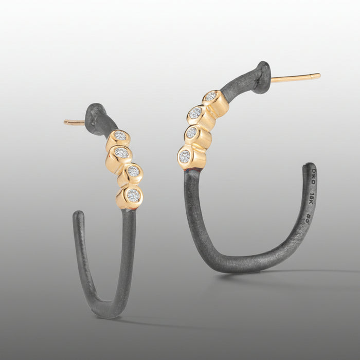 Scribble Small Cluster Diamond Hoops Earrings