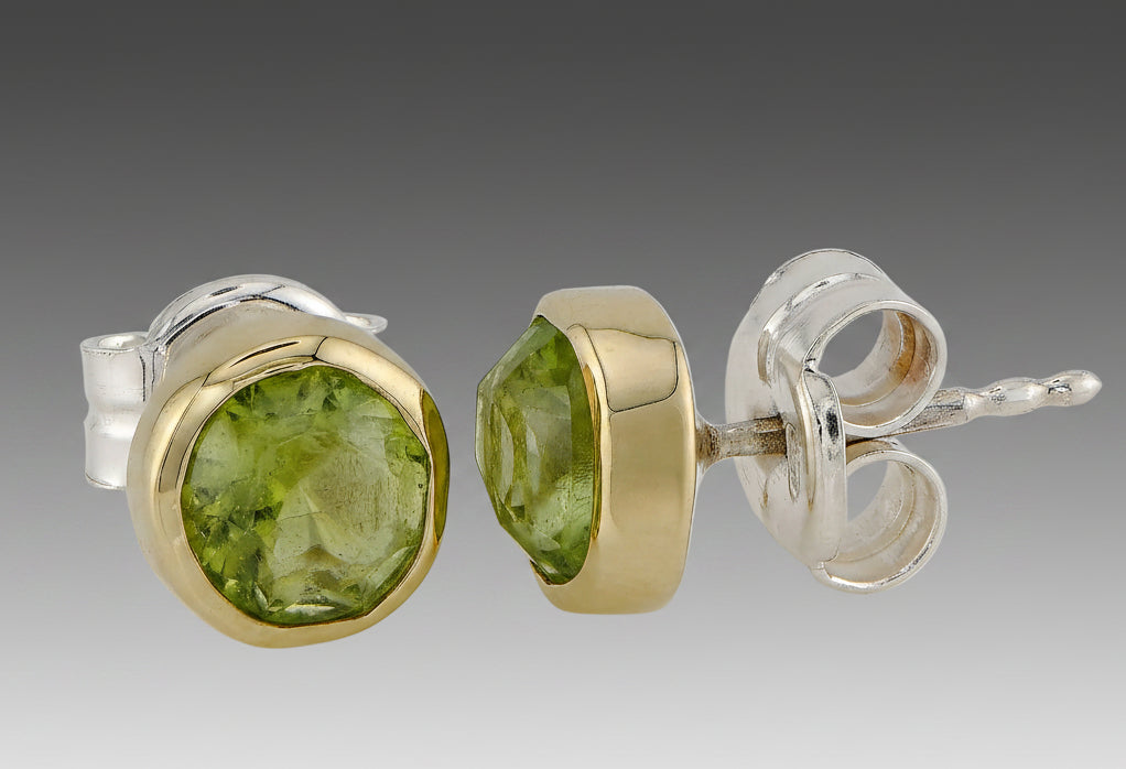 Peridot Gold & Silver Stud Earrings