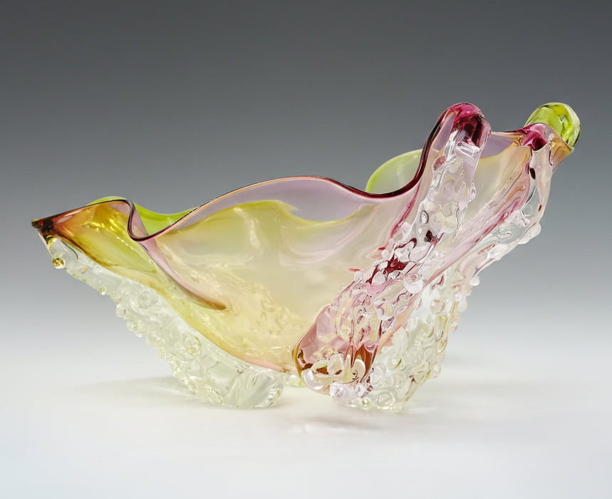 Pink & Green Octo Art Glass Bowl