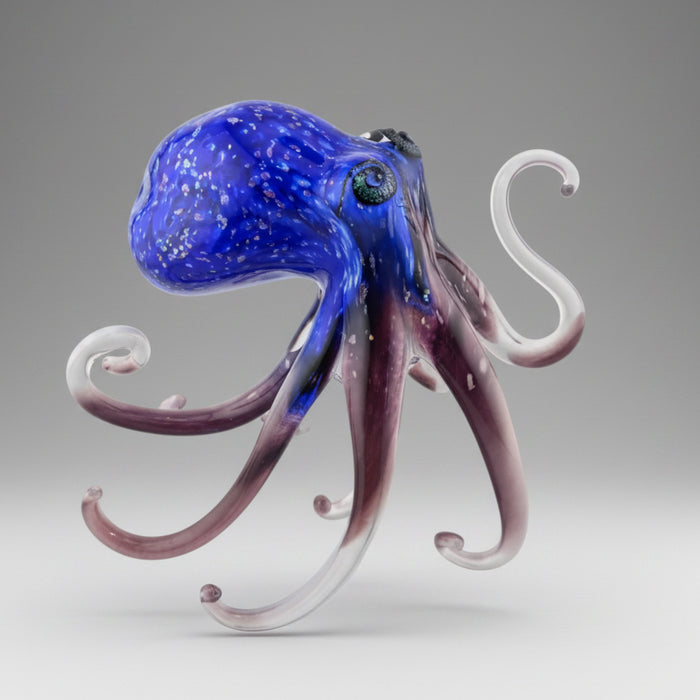 Walking Purple & Blue Octopus Art Glass Sculpture