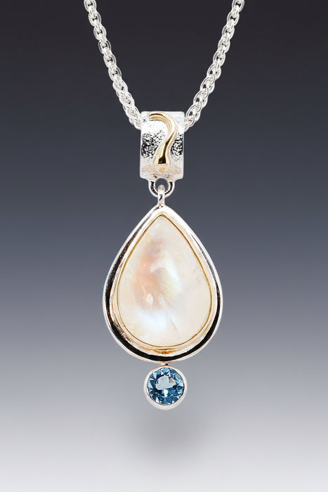 Rainbow Moonstone & Baby Blue Topaz Pendant