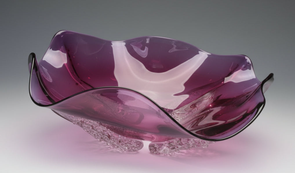 Hyacinth Ruby Octo Art Glass Bowl
