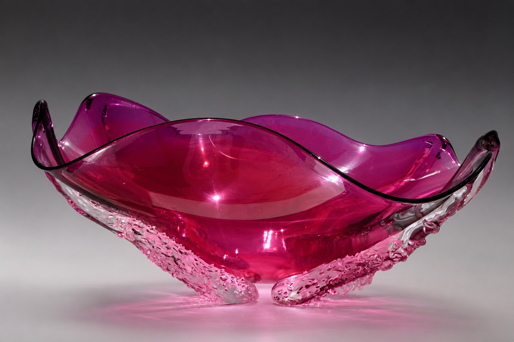 Hyacinth Ruby Octo Art Glass Bowl