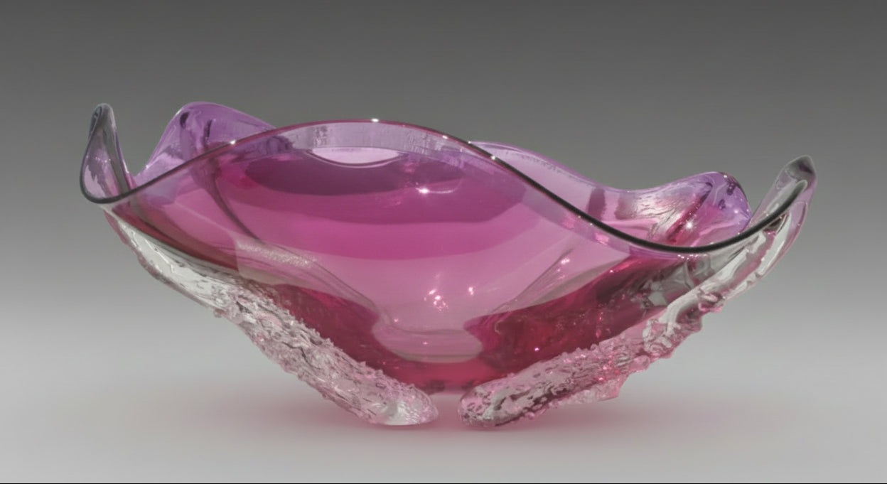 Hyacinth Ruby Octo Art Glass Bowl