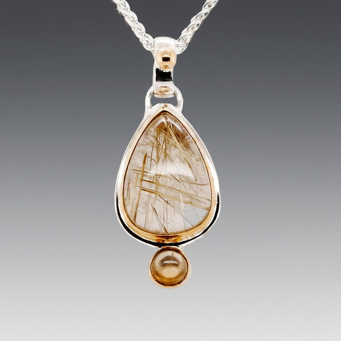 Rutilated Quartz & Citrine Pendant Necklace