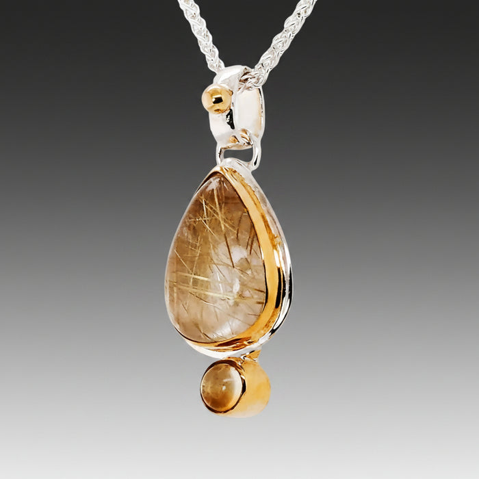 Rutilated Quartz & Citrine Pendant Necklace