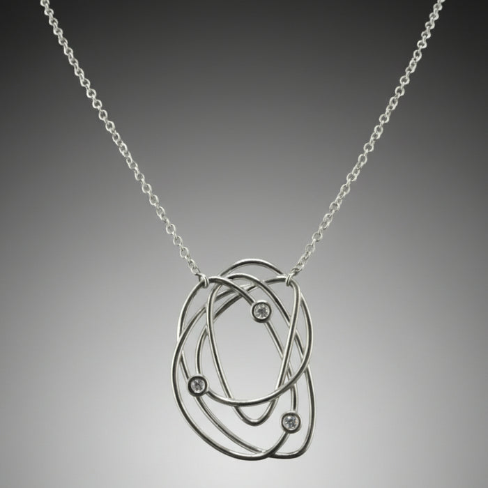 White Gold Scribble Single Tangle Diamond Necklace
