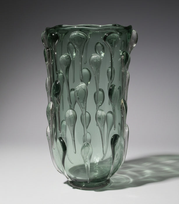 Steel Gray Raindrop Art Glass Vase