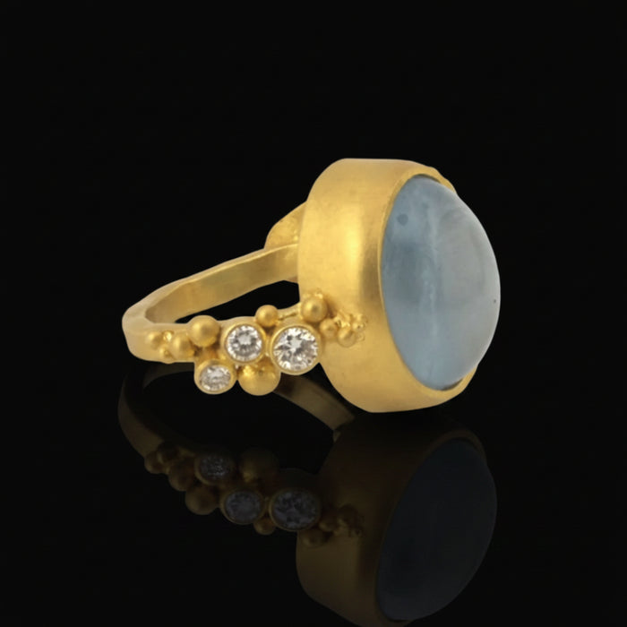 Aquamarine Gold and Diamond Ring