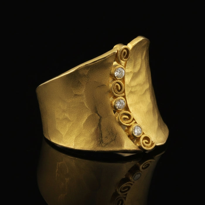 Cleaved Diamond and Gold Ring