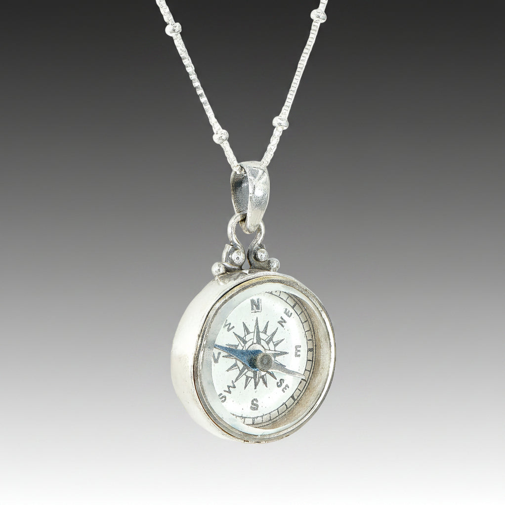 Antique Compass Button Necklace | One-of-a-Kind Sterling Silver Jewelry ...