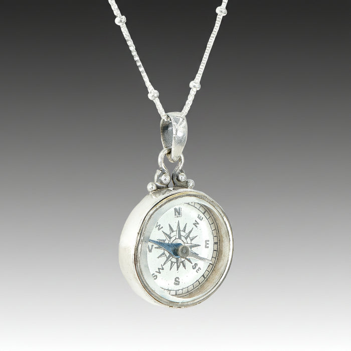 Antique Compass Button Necklace