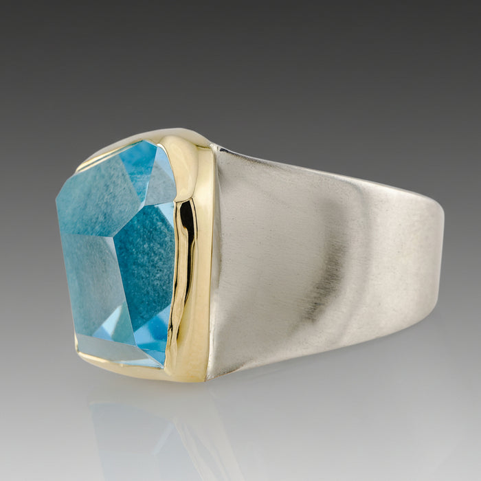 Aquamarine Gold & Silver Ring