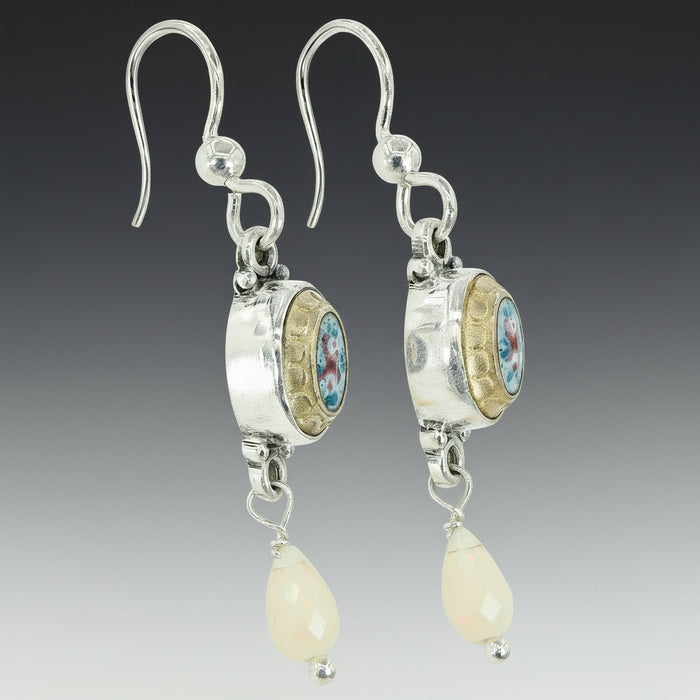 French Enamel Button Earrings