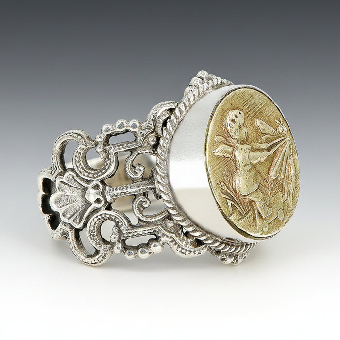 Victorian Cherub Button Ring
