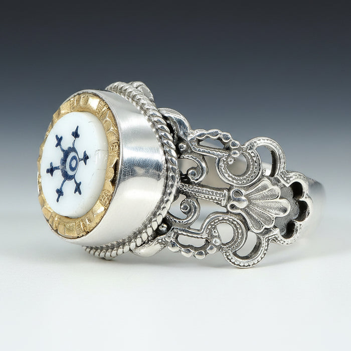 Victorian Nautical Glass Button Ring