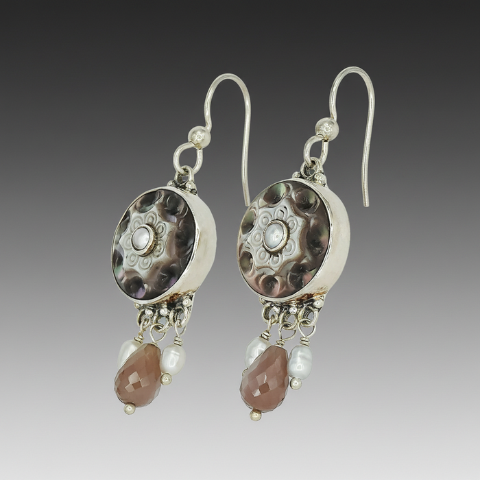 Carved Shell Button Earrings