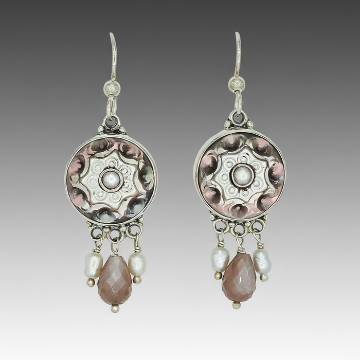 Carved Shell Button Earrings