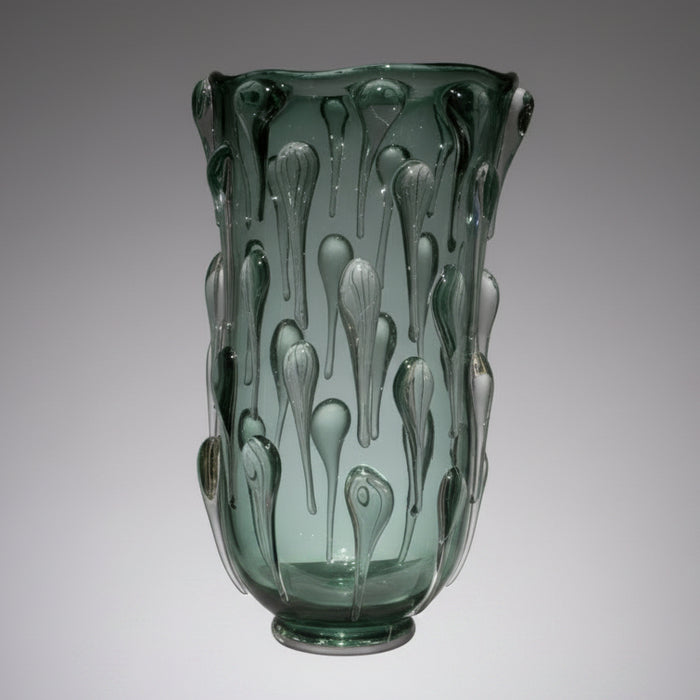 Steel Gray Raindrop Art Glass Vase