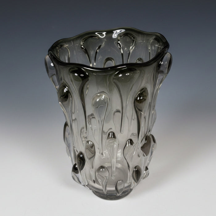 Grey Ombre Droplet Art Glass Vase