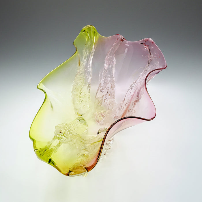 Pink & Green Octo Art Glass Bowl