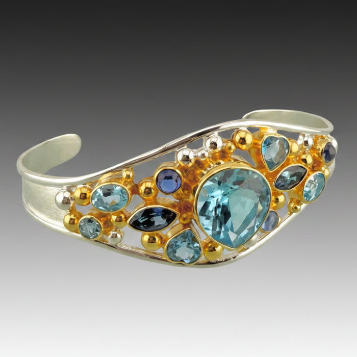 Baby Blue Topaz Bubble Cuff