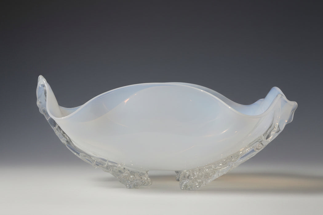 Opaline White Octo Art Glass Bowl