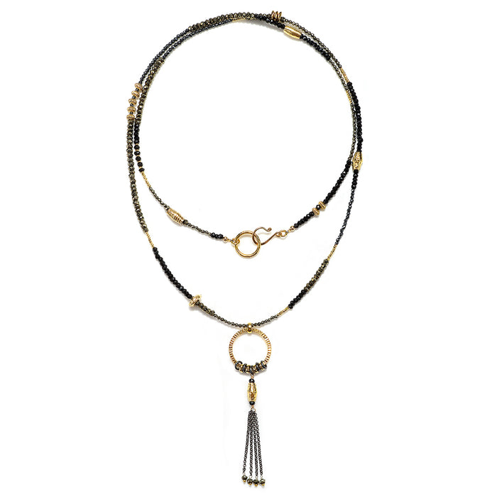 Spinel and Gold Tassel Necklace