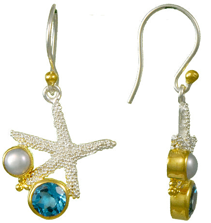 Blue Topaz Starfish Earrings