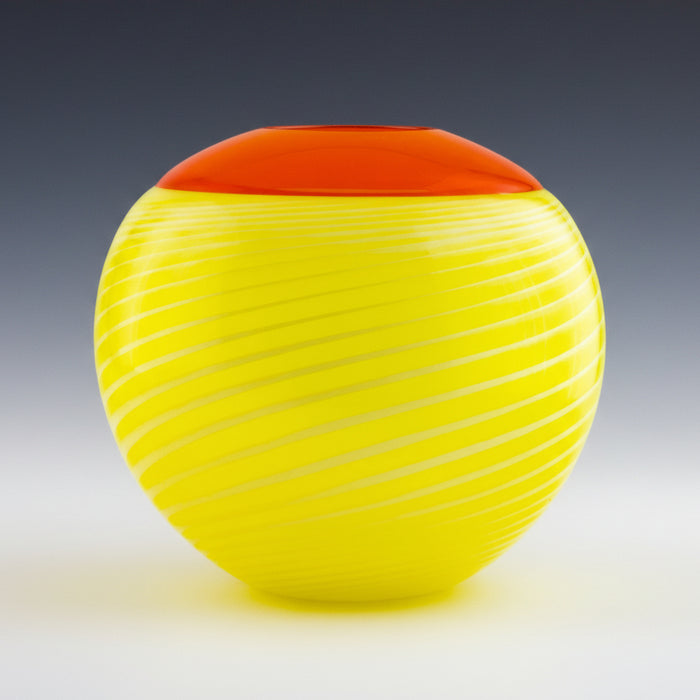 Yellow & Orange Art Glass Purdy Vase