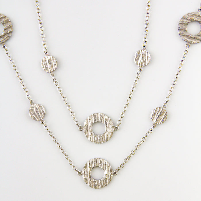 Hammered Sterling Silver Round Chain Necklace