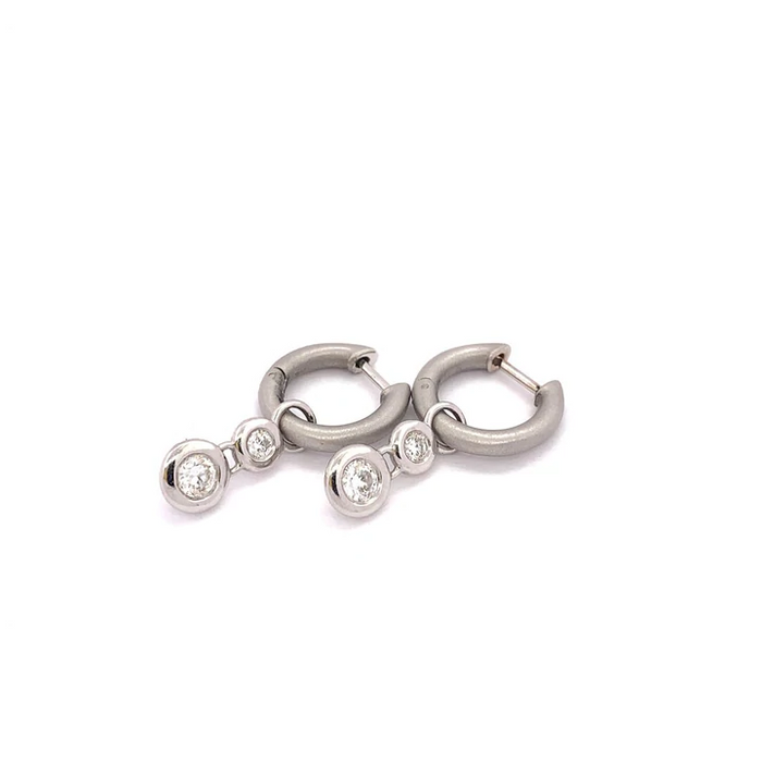 Mercer Double Diamond Drop Huggie Earrings
