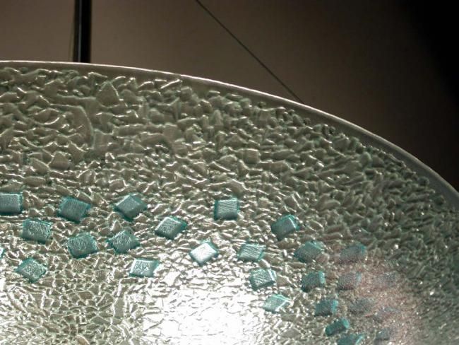 Aqua Squares Art Glass Pendant Lamp