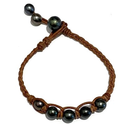 Mover and Shaker Tahitian Pearl and Leather Bracelet