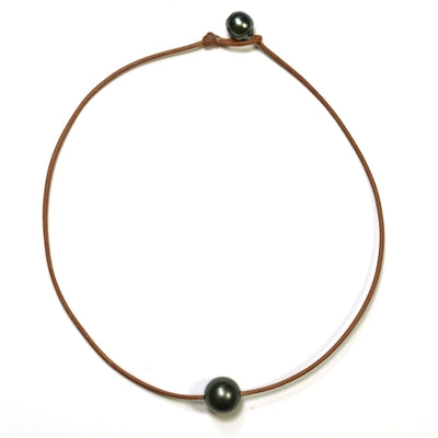 Bora Bora Single Tahitian Pearl & Leather Necklace