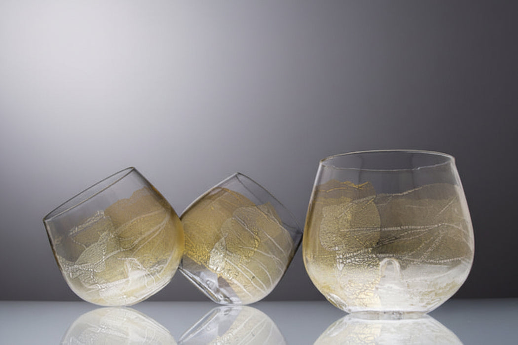 Boule Stemless Art Glass Wine Glasses