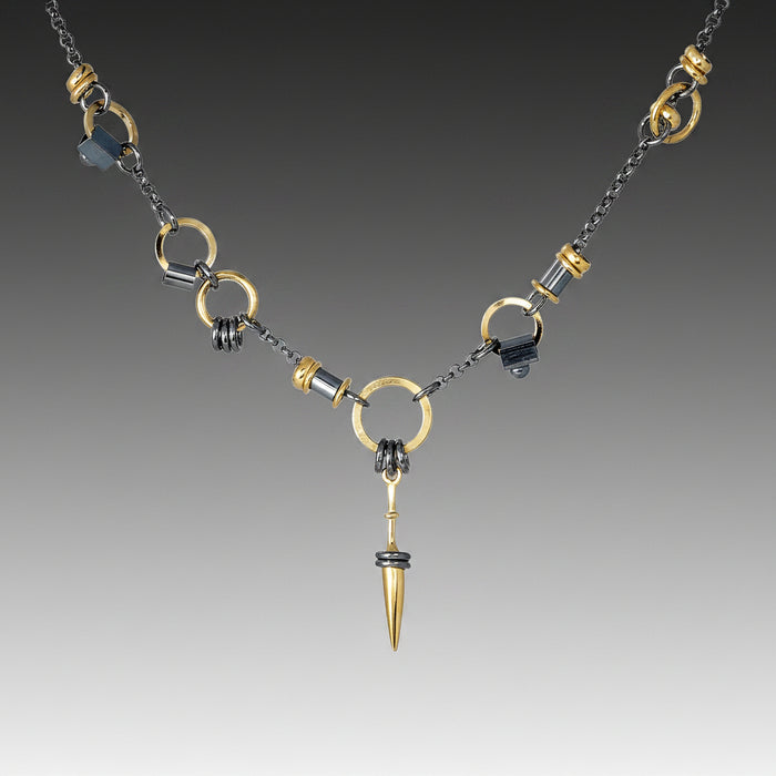 Black and Gold Spike Necklace