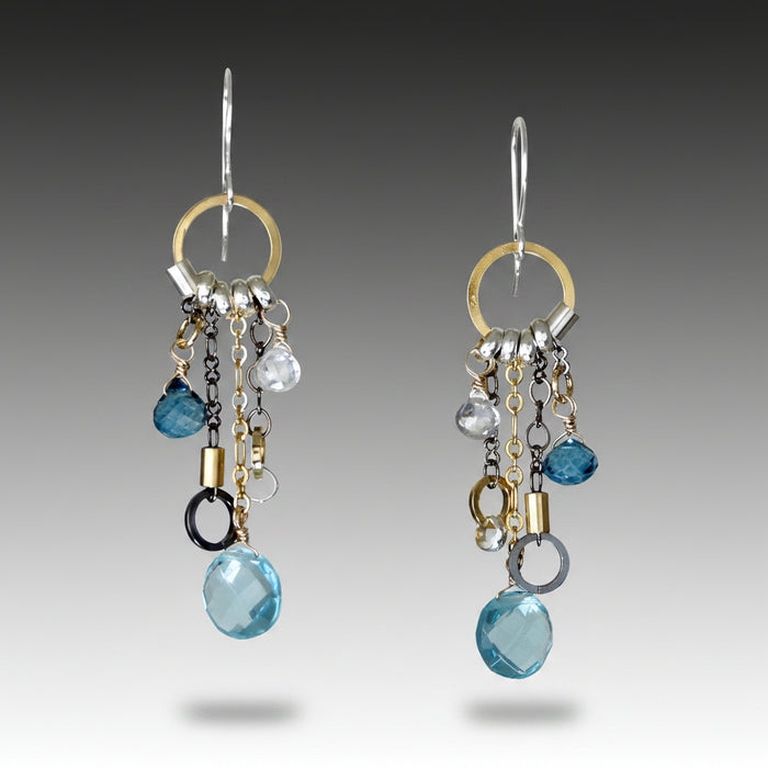 Blue Topaz Long Drop Earrings