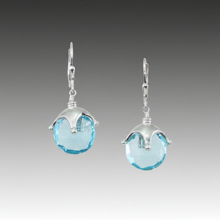 Blue Topaz Silver Jester Earrings