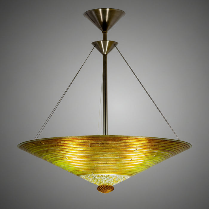 Bronze Concentric Circles Art Glass Pendant Lamp