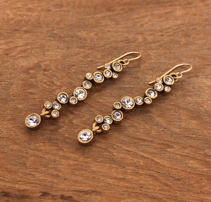 Gold Catch a Falling Star Earrings in All Crystal