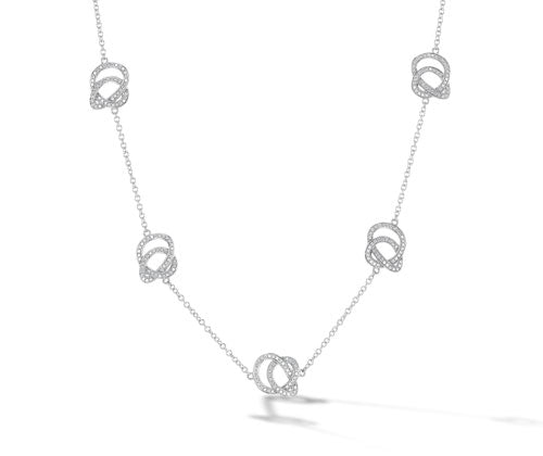 Scribble Pavé Mini Knot 5 Station Necklace