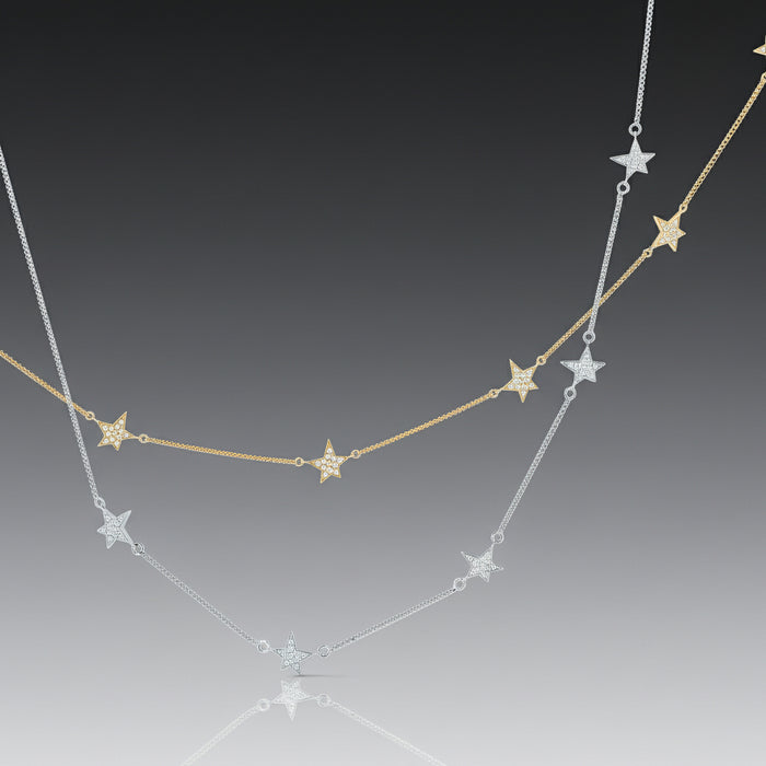 Graffiti 5 Star Constellation Station Diamond and Gold Necklace