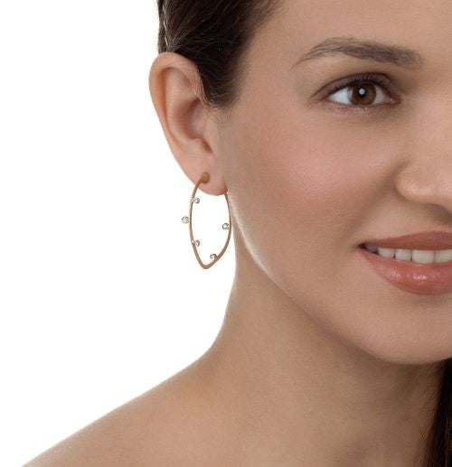 Scribble Saturn Hoop Gold and Diamond Earrings