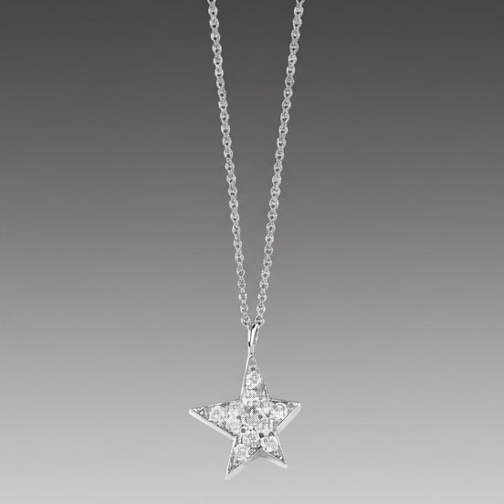 Graffiti Star White Gold and Diamond Necklace
