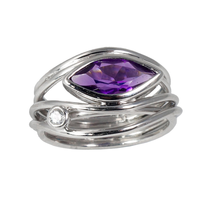 East West Amethyst Marquise Ring