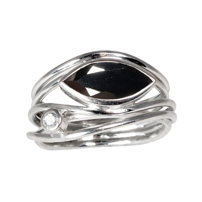 East West Black Spinel Marquise Ring