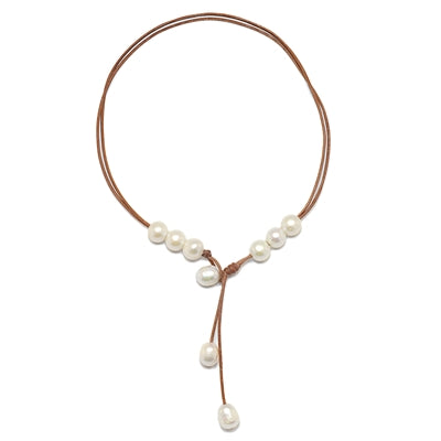 Versatile Six Freshwater Necklace White